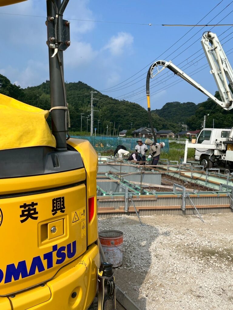 大地震でも家が壊れない免震基礎コンクリート打設