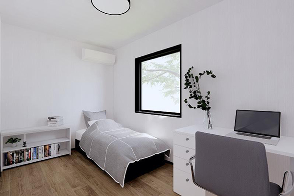 シンプルな平屋の家寝室